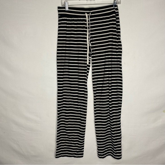J. Crew Other - J Crew Black White Stripe Dreamy Cotton PJ Wide Leg Pants Stretch E4737 XS